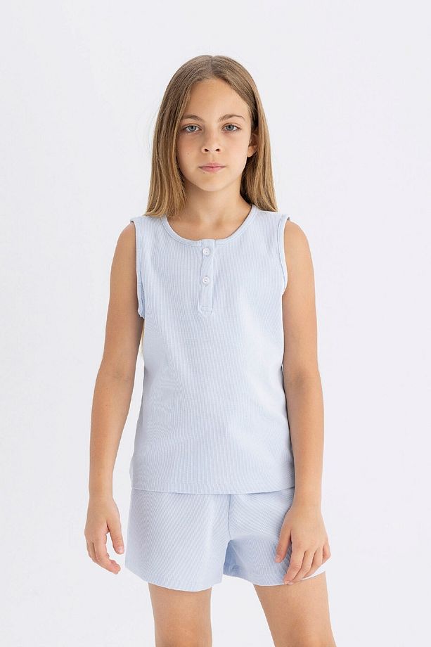 Kız Çocuk Pijama Takımı Fitilli Kaşkorse Atlet Şort C8951a824sm - 3