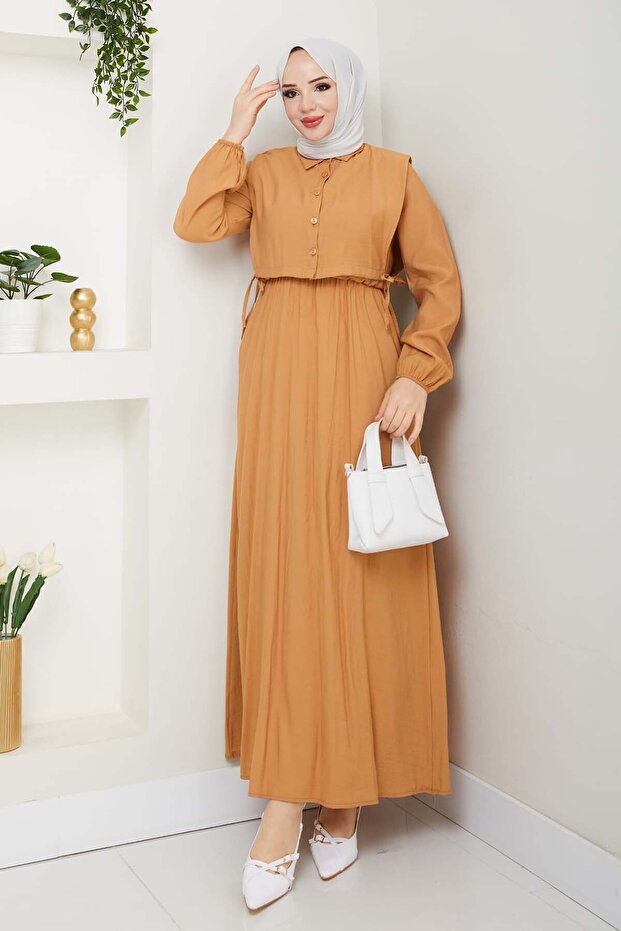 Rochie vestă - Camel 4735 - 1