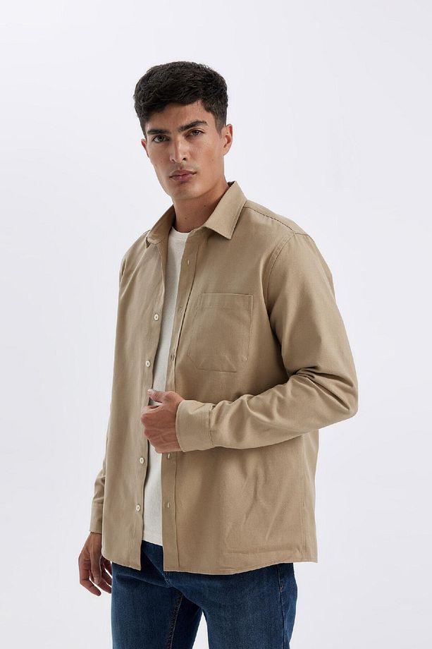 %100 Pamuk Regular Fit Düğmeli Basic Düz Gabardin Uzun Kollu Gömlek A5383ax24au - 7