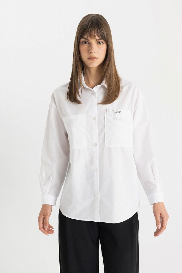Relax Fit Poplin Uzun Kollu Gömlek Tunik C7825AX24SM - 4