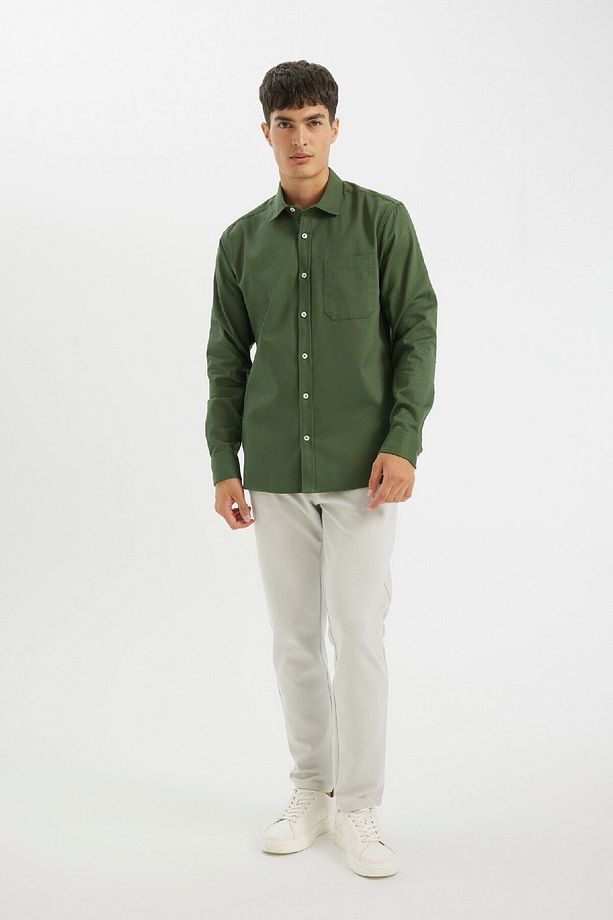 %100 Pamuk Regular Fit Düğmeli Basic Düz Gabardin Uzun Kollu Gömlek A5383ax24au - 2
