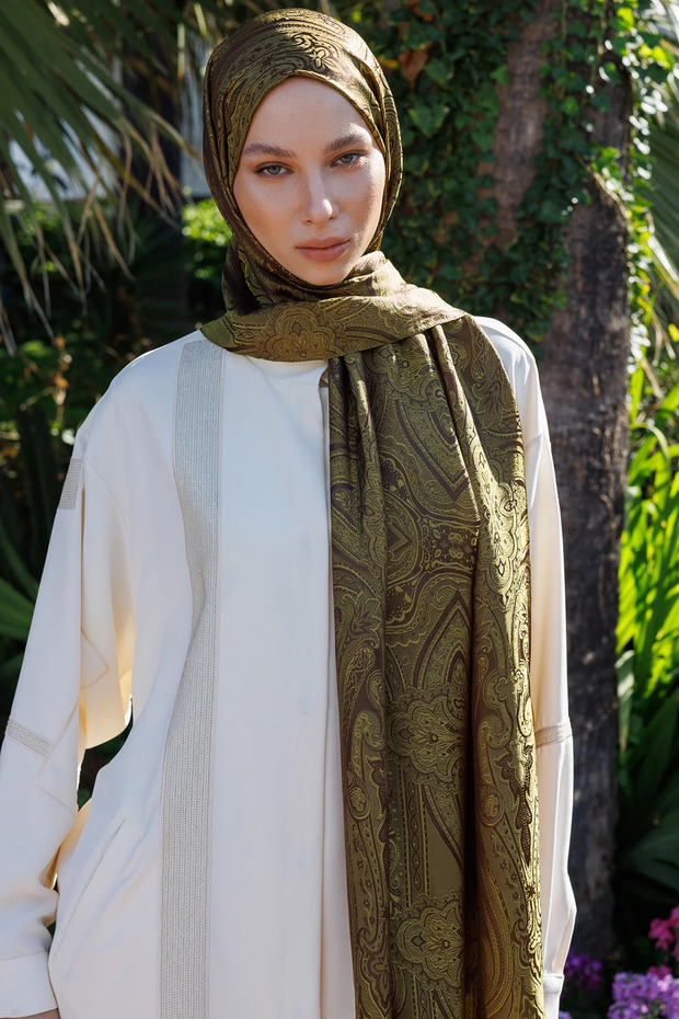 Liva Desen Shine Line Shawl Bitter Brown-Salmon