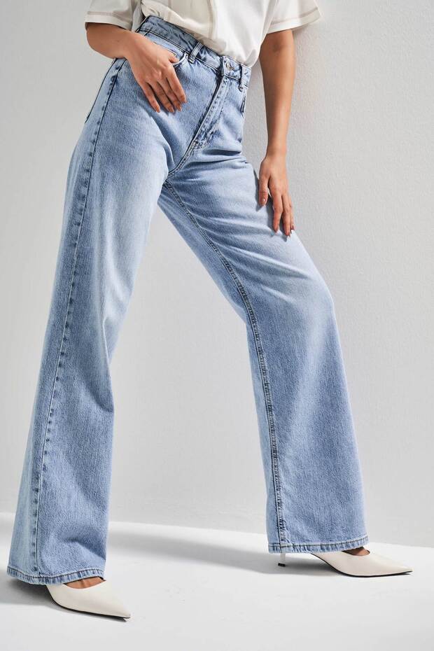 Women's Ice Color V-4S5-27 Viscose Stretch Fabric High Waist Inner Length 80cm Denim Jean