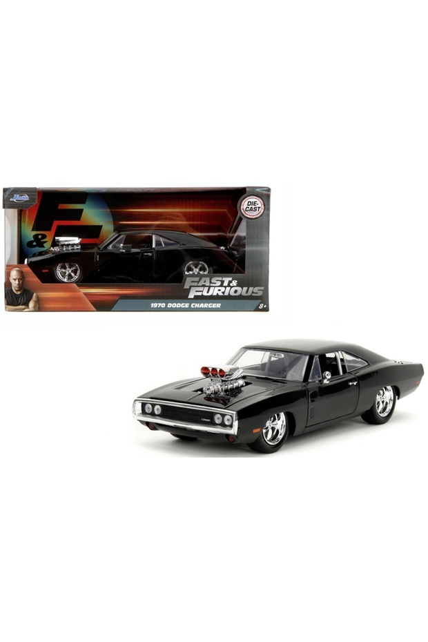 Fast & Furious Dodge Charger (1:24, Black) - 1970 Dodge Charger Openable Parts, 21 cm
