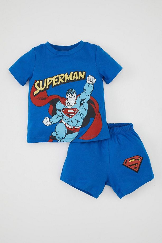 Erkek Bebek Pijama Takımı Superman Penye Kısa Kollu Üst Şort C5204a5 - 1