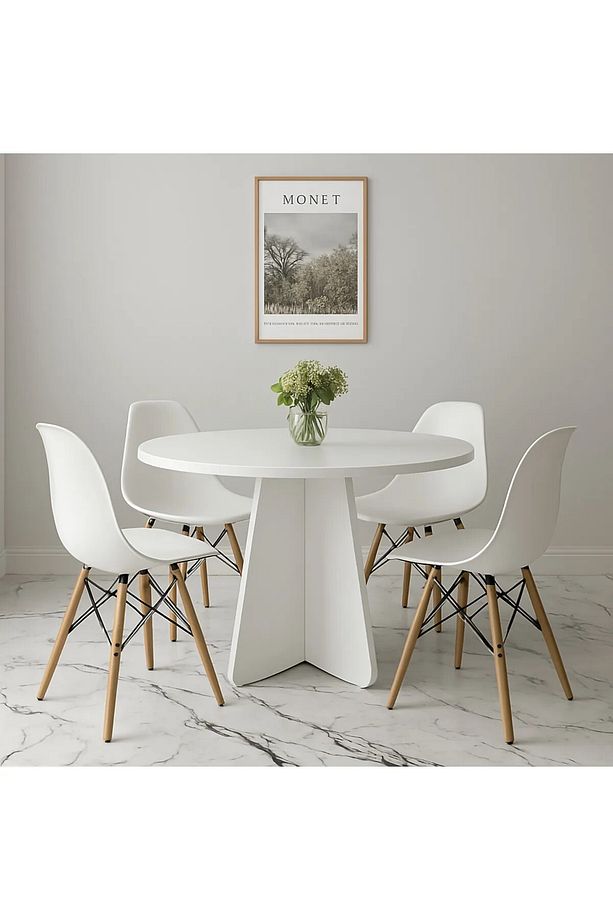 YUVARLAK MODERN DEKORATİF YEMEK MASASI MUTFAK MASASI - 1