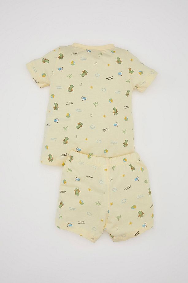 Erkek Bebek Pijama Takımı Dinazor Desenli Penye Kısa Kollu Üst Şort C5200a524hs - 5