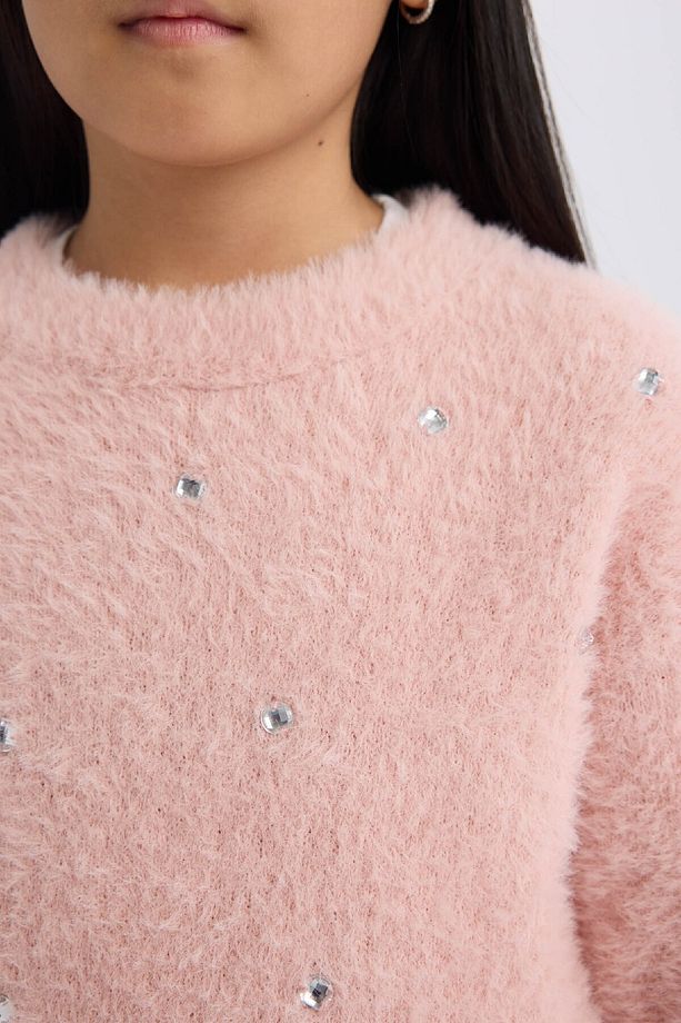 Kız Çocuk Crop Bisiklet Yaka Kazak D1359a824wn - 7