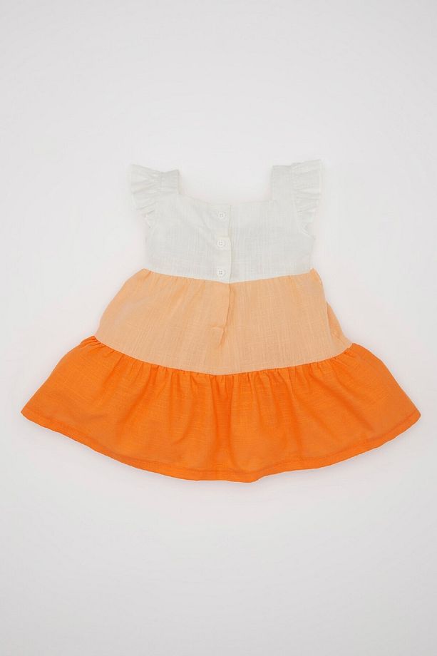 Kız Bebek Kısa Kollu Keten Görünümlü Elbise C7243A524SM - 4