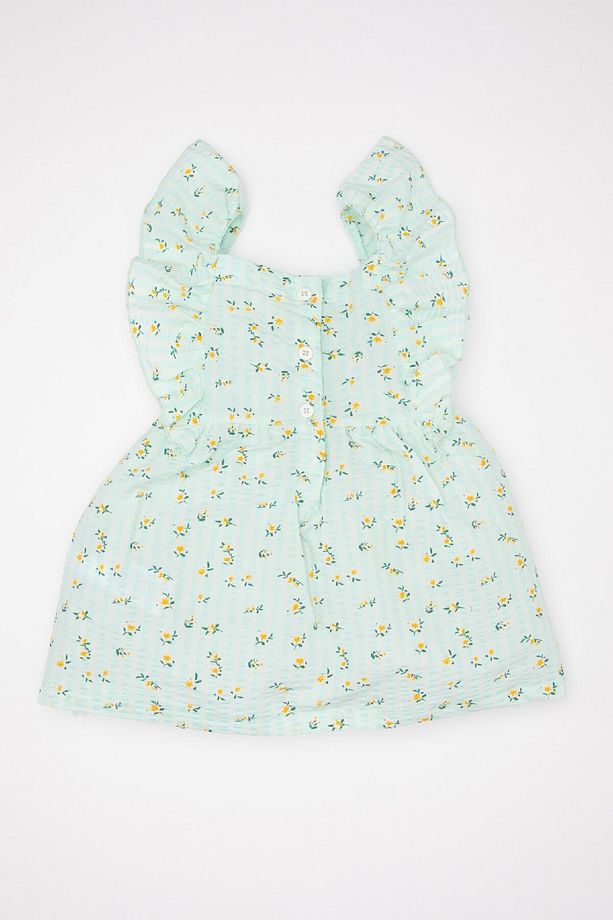 Kız Bebek Çiçekli Kısa Kollu Poplin Elbise C7244A524SM - 4