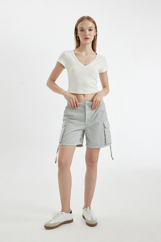 Coool Regular Fit Normal Bel Kısa Paça Gabardin Şort D1006AX24SM - 4