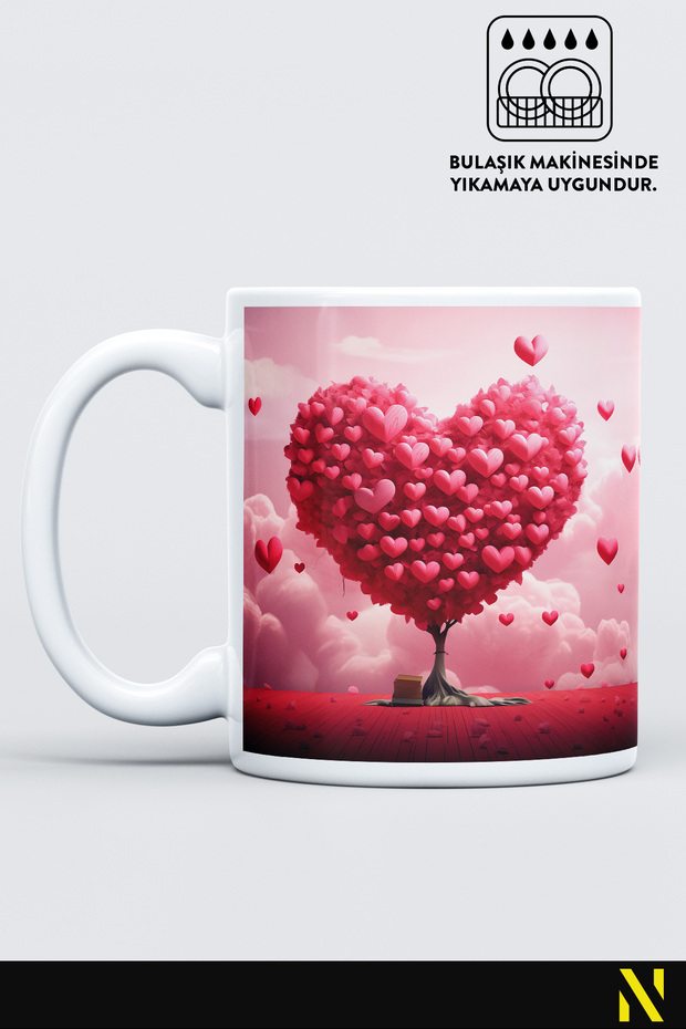Heart Tree Patterned Colorful Mug Cup – 330 ml Mug |   Stylish and Durable Design - 2