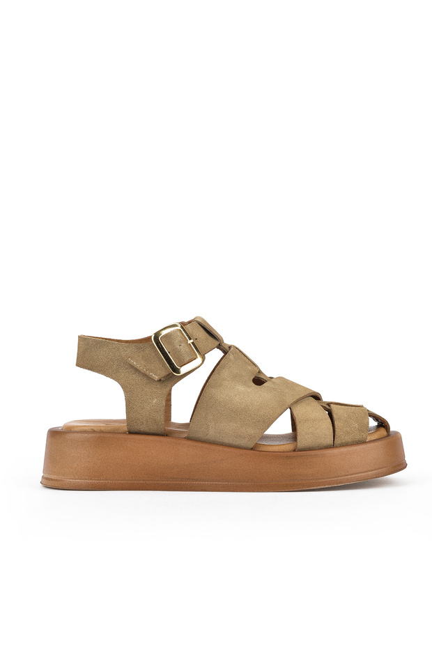 , Genuine Leather Women's Sandals 1511033Z25013 Beige