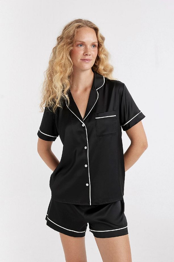 Fall In Love Pijama Takımı Saten Kısa Kollu Üst Şort C7904ax24hs - 6