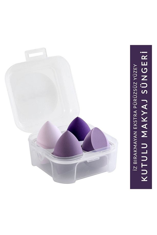 Kutulu Sünger Seti, Fondöten, Kapatıcı, Pudra Uygulama 4 Lü Set - 3