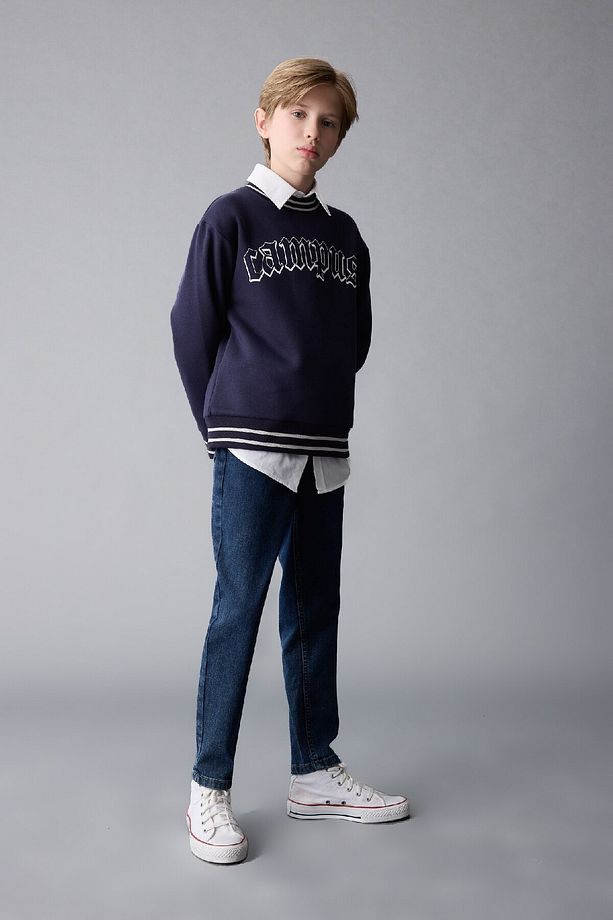 Erkek Çocuk Carrot Fit Düz Paça Cepli Jean Pantolon C5719a824wn - 3