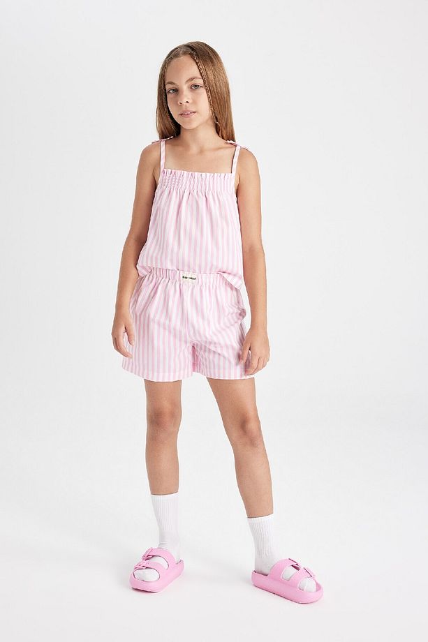 Kız Çocuk Pijama Takımı Çizgili Askılı Üst Şort D2079a824sm - 1