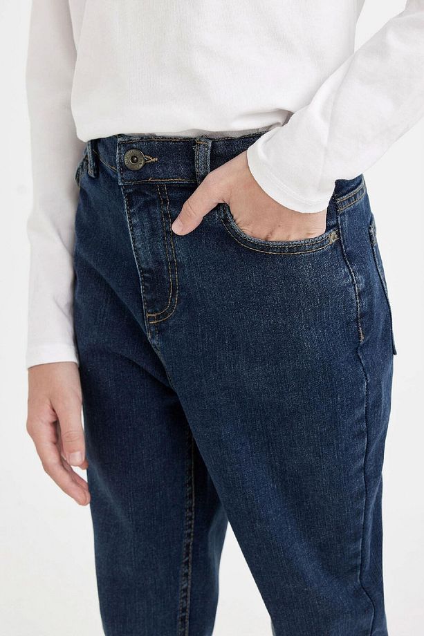 Erkek Çocuk Carrot Fit Düz Paça Cepli Jean Pantolon C5719a824wn - 8