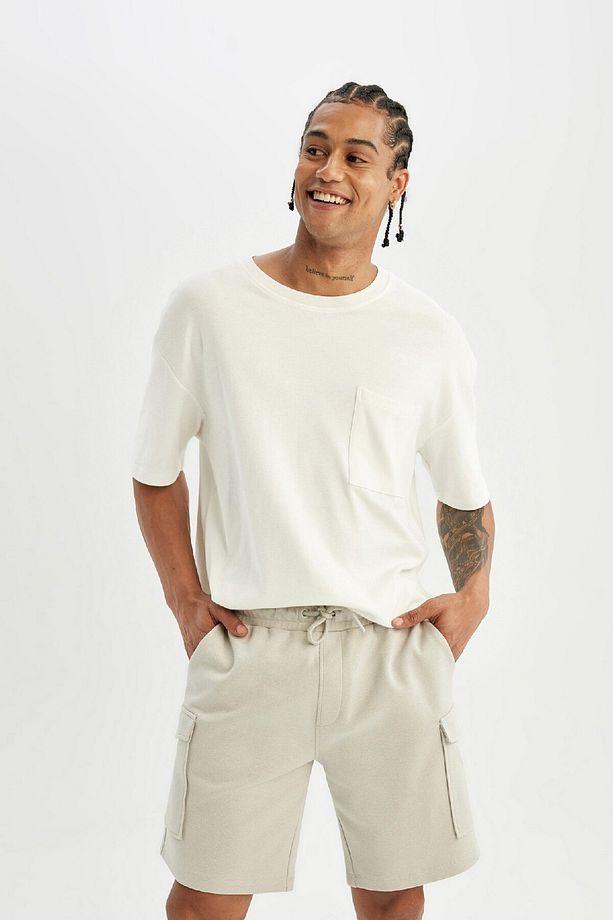 Regular Fit Basic Düz Kargo Cepli Bermuda Şort D0475ax24sm - 2