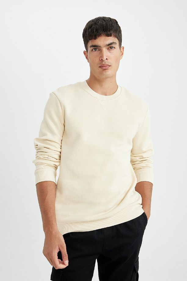 Regular Fit Bisiklet Yaka Kalın Basic Düz Sweatshirt T3777az24au - 4