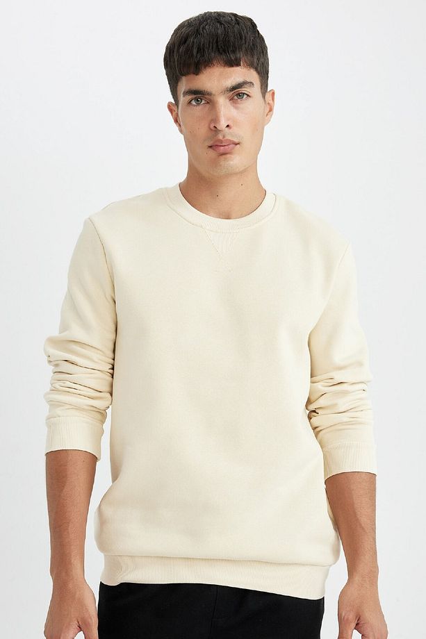 Regular Fit Bisiklet Yaka Kalın Basic Düz Sweatshirt T3777az24au - 1