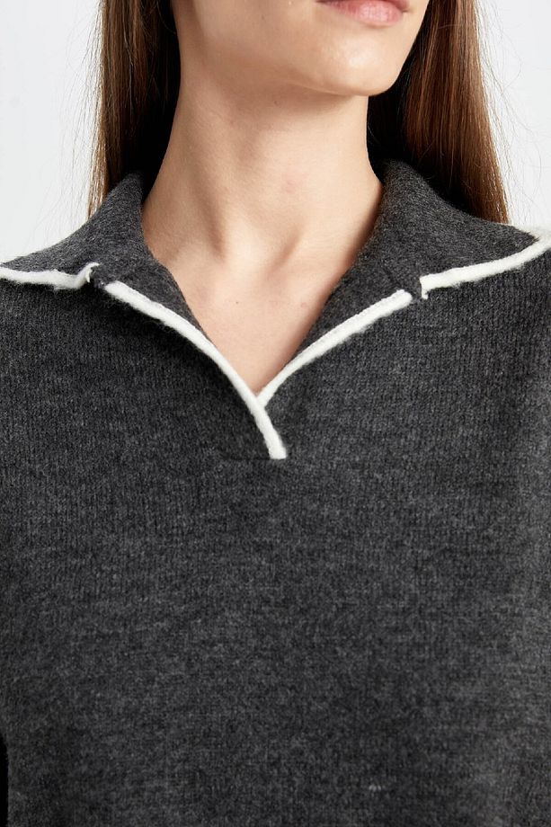 Regular Fit Yumuşak Dokulu Polo Yaka Triko Kazak A3868ax24wn - 5
