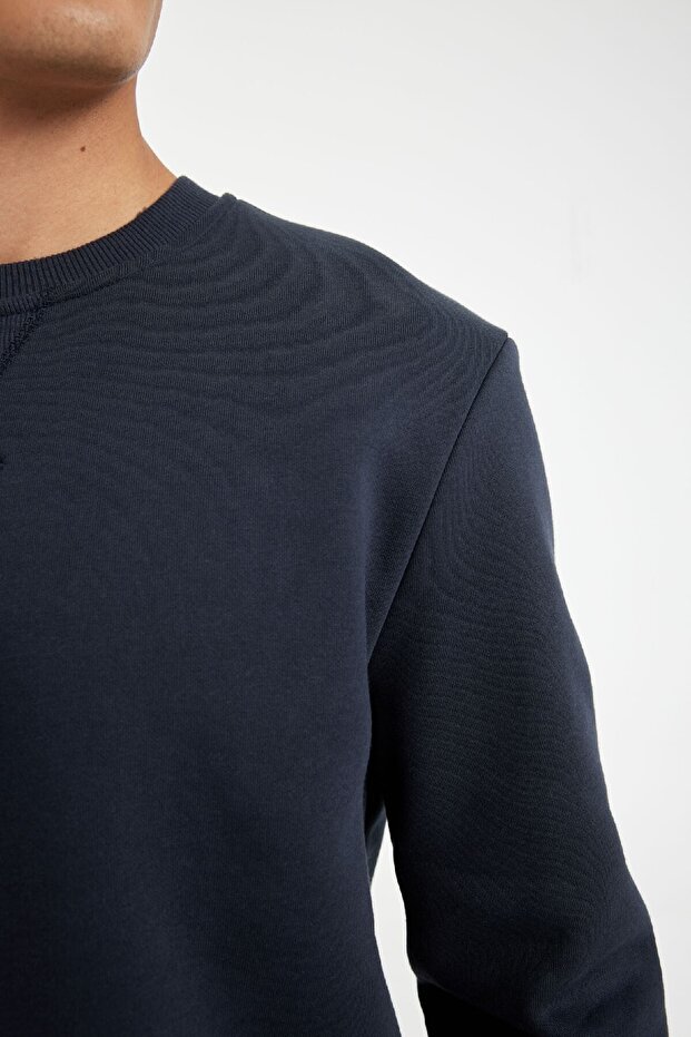 Regular Fit Bisiklet Yaka Kalın Basic Düz Sweatshirt T3777az24au - 5