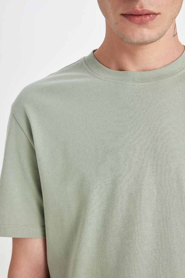 %100 Pamuk New Regular Fit Bisiklet Yaka Basic Düz Kısa Kollu Tişört V7699az24au - 4