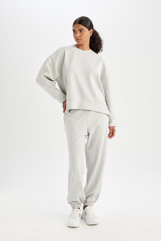 Fit Oversize Geniş Kalıp Sporcu Eşofman Altı Çift Cepli Jogger Paça Standart Boy Skuba Dalgıç - 5