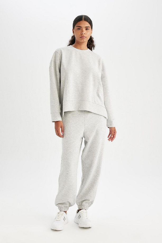 Fit Oversize Geniş Kalıp Sporcu Eşofman Altı Çift Cepli Jogger Paça Standart Boy Skuba Dalgıç - 4