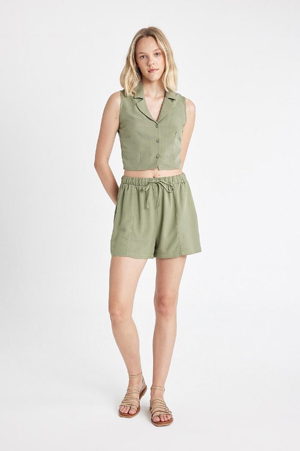 Regular Fit Normal Bel Keten Karışımlı Şort D0967AX24HS - 2