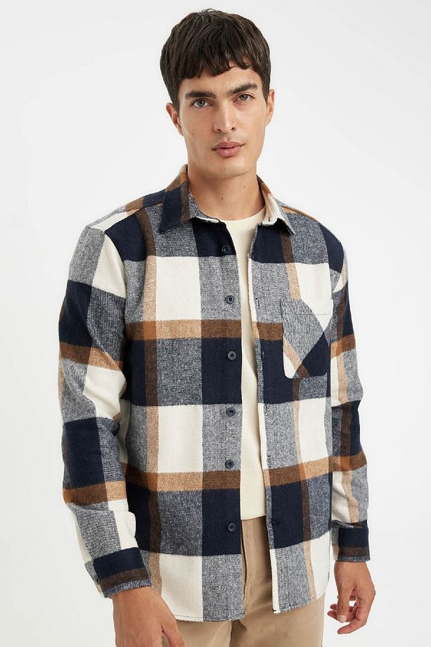 Regular Fit Kareli Oduncu Flanel Uzun Kollu Gömlek A5553ax24au - 1