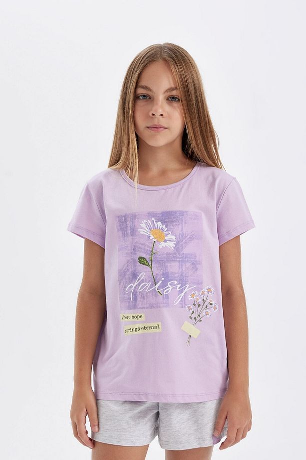 Kız Çocuk Pijama Takımı Baskılı Kısa Kollu Üst Şort D2067a824sm - 4