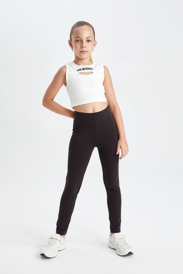 Kız Çocuk Crop Bisiklet Yaka Baskılı Atlet D2763a824au - 2