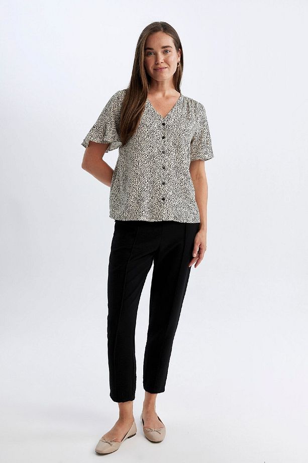 Siyah Jogger Pantolon Lastikli Bel Bağcıklı Basic Düz Paça D2573ax24au - 1
