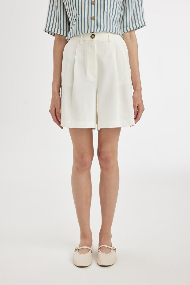 Yüksek Bel Geniş Paça Şort D1198AX24SM - 4