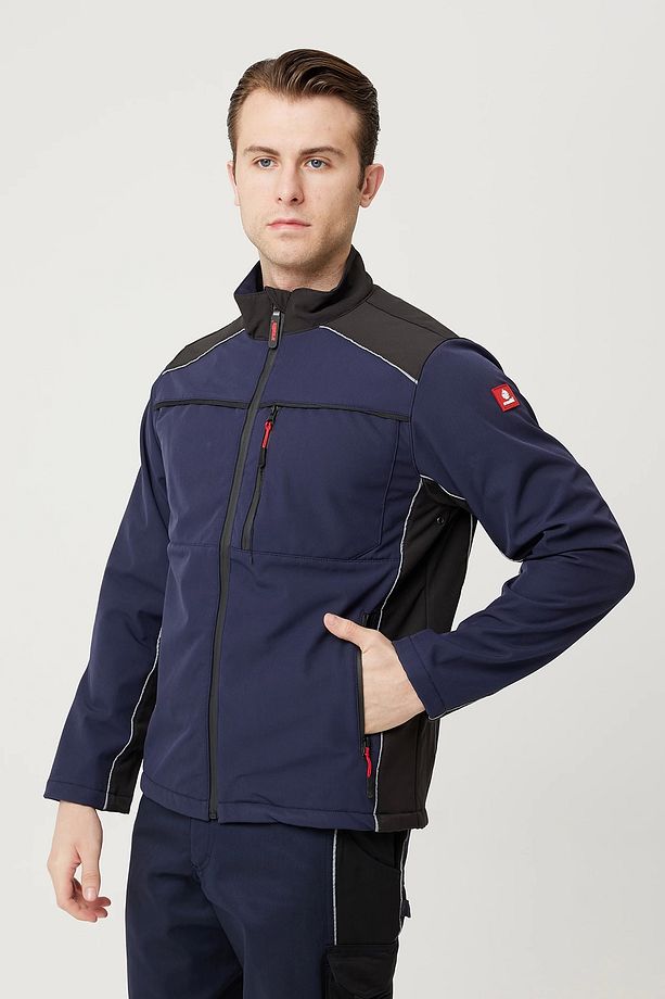 Su ve Rüzgar Geçirmez Softshell Mont Reflektif biye Çok Cepli Outdoor İş İnşaat Endüstri Fabrika - 1