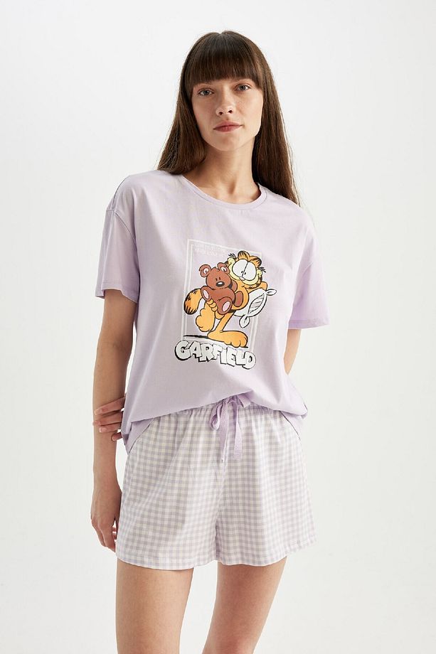 Fall in Love Garfield Regular Fit Kısa Kollu Şortlu Pijama Takımı C7953AX24HS - 4