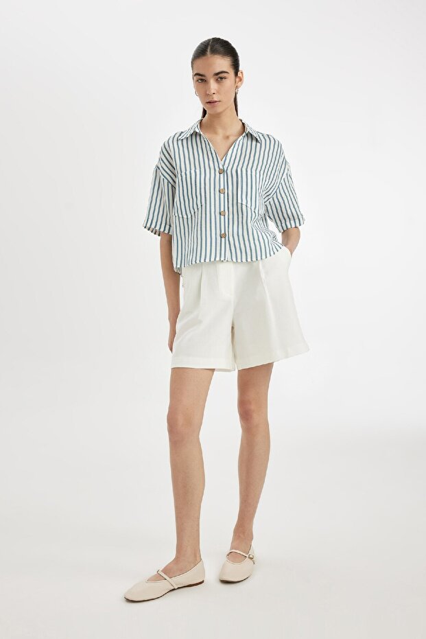 Yüksek Bel Geniş Paça Şort D1198AX24SM - 2