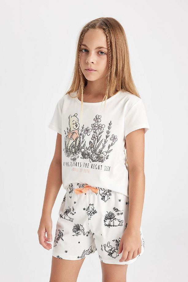 Kız Çocuk Disney Winnie The Pooh Kısa Kollu Şortlu Pijama Takımı D2069A824SM - 3