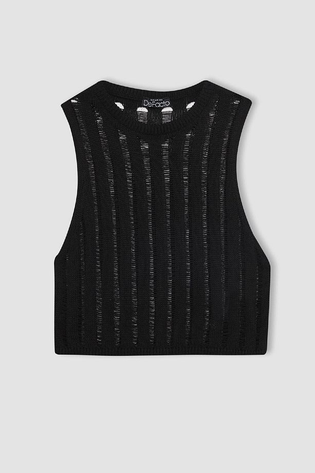 Regular Fit Crop Bisiklet Yaka Kroşe Atlet D1982ax24sm - 7