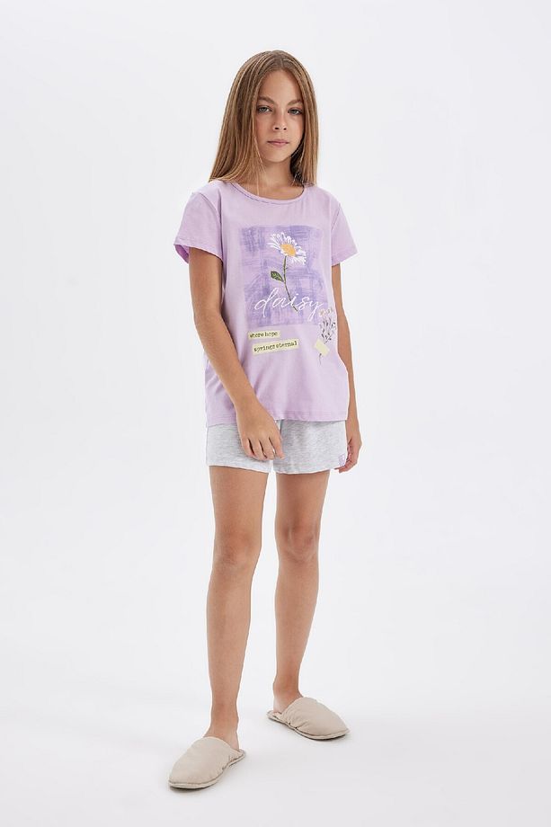 Kız Çocuk Pijama Takımı Baskılı Kısa Kollu Üst Şort D2067a824sm - 2