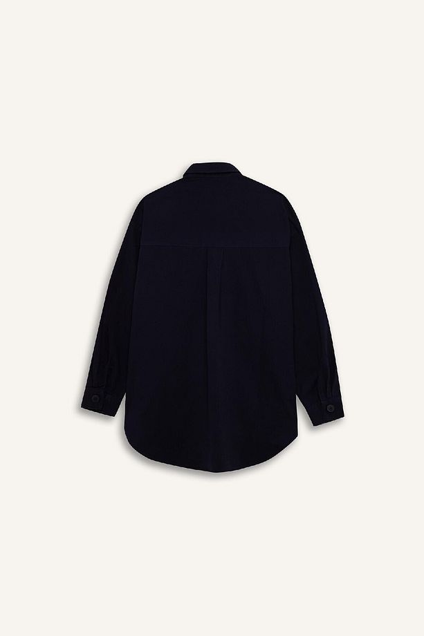 Relax Fit Basic Düz Gabardin Uzun Kollu Gömlek Tunik A6474AX24WN - 8