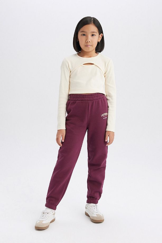 Kız Çocuk Standart Fit Beli Paçası Lastikli Baskılı Jogger Eşofman Altı D2295A824WN - 1