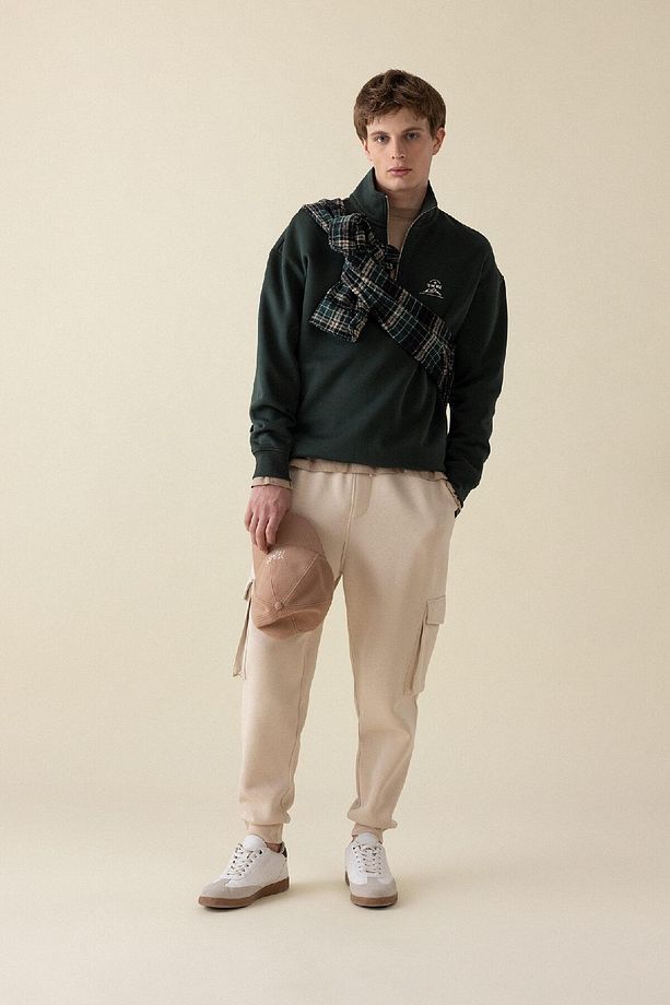 Regular Fit Jogger Eşofman Altı Kargo Cepli Basic Düz Beli Bağcıklı Lastikli Paça Y5533az24au - 1