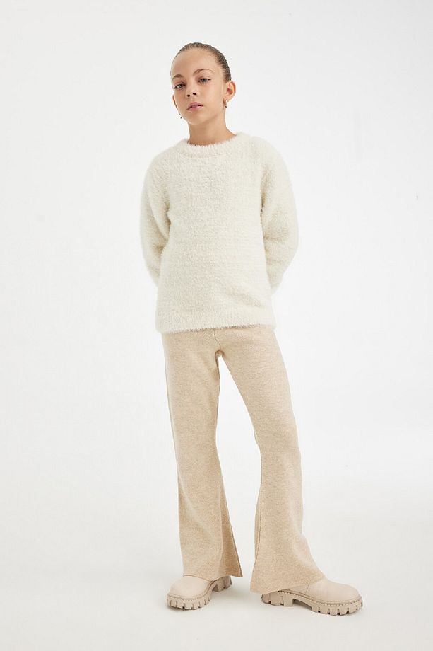 Kız Çocuk Flare Fit Ispanyol Paça Basic Düz Triko Pantolon A6029a824wn - 2