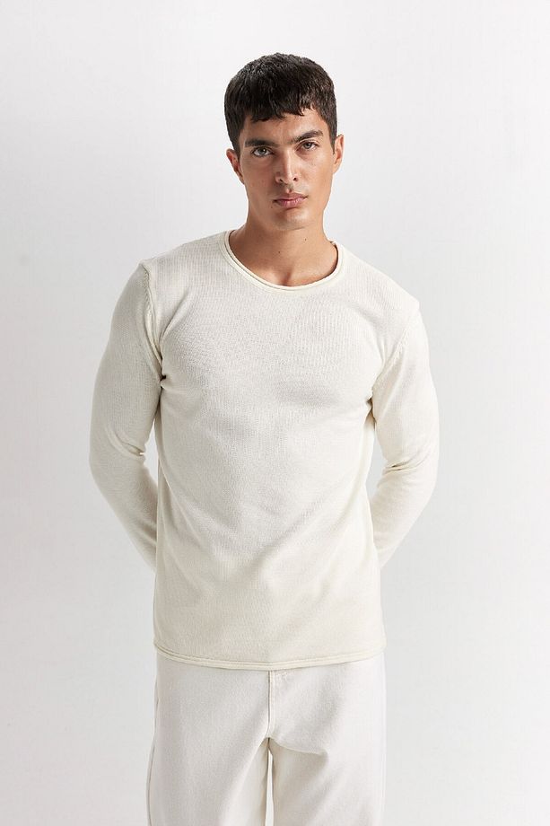 Relax Fit Bisiklet Yaka Basic Düz Triko Kazak D3278ax24wn - 4