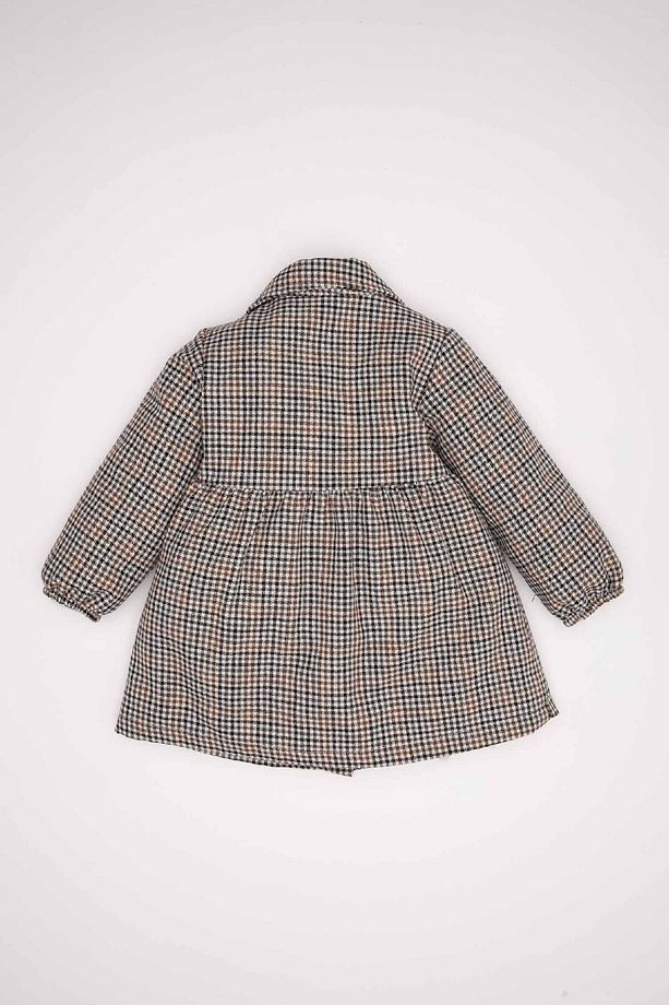 Kız Bebek Düğmeli Kareli Uzun Kollu Flanel Elbise D2859a524au - 4