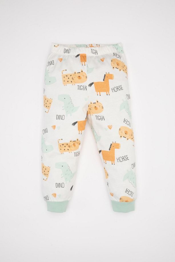 Erkek Bebek 4lü Pijama Takımı Dinazor Baskılı Penye Uzun Kollu Üst Uzun Alt D3529a524wn - 3