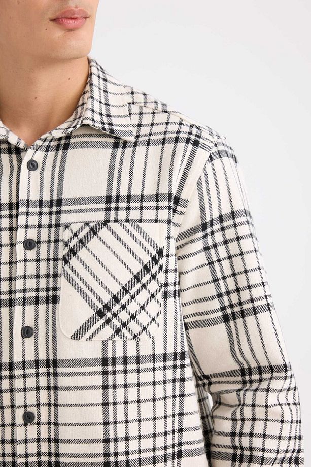 Regular Fit Kareli Flanel Cep Detaylı Uzun Kollu Gömlek D3499ax24wn - 5